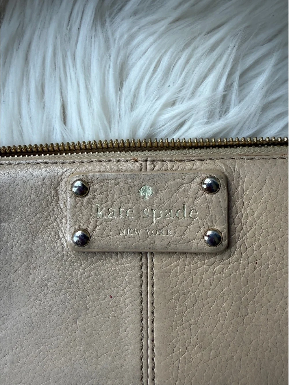 Kate Spade Beige Leather Zip-Around Wallet